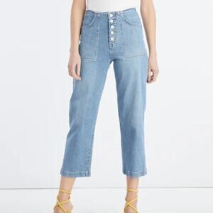 Veronica Beard Crosbie High Rise Cropped Wide Leg Jeans Women's Size 27 Zephyr